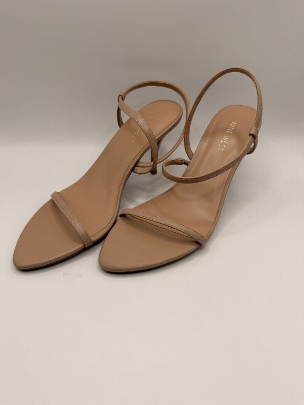 Nine West Womens Carolyn Natural Strap Dress Heel Sandals Sz 7.5
